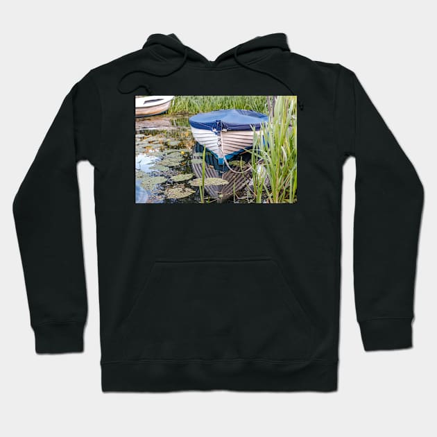 Moored row boat on the Norfolk Broads Hoodie by yackers1